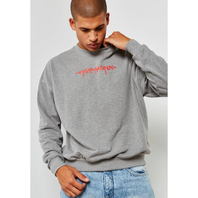 Cheap Monday Crewneck Sweatershirt Grey Logo Hacker