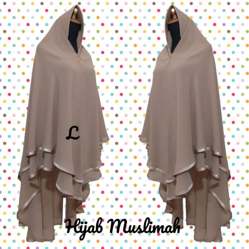 Hijab syari/khimar bahan sifon silk sifin premium arab. MODEL OVAL With List Bisban.