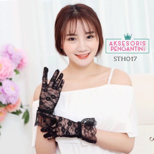 [READY STOCK] SARUNG TANGAN RENDA ASESORIS PENGANTIN GLOVES WEDDING HITAM STH017