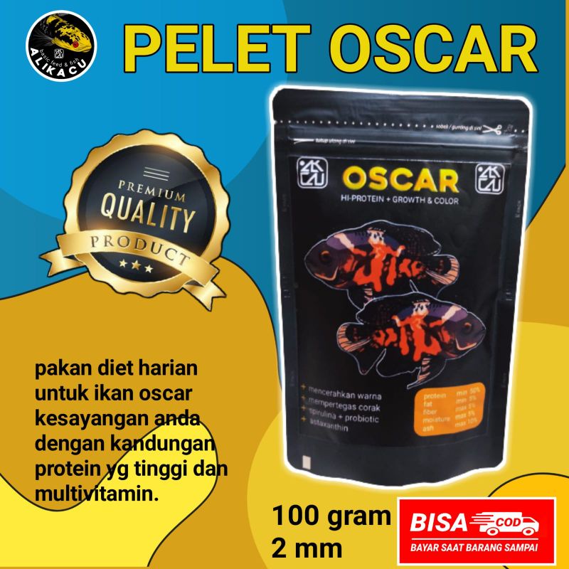COD pelet ikan oscar tiger albino batik 100gr | alikacu fish | pakan ikan | makanan ikan predator | 