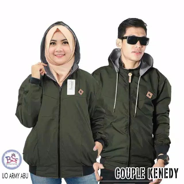 Jaket DC Pria Bolak-balik Bahan Parasut Despo Fleece Navy Abu