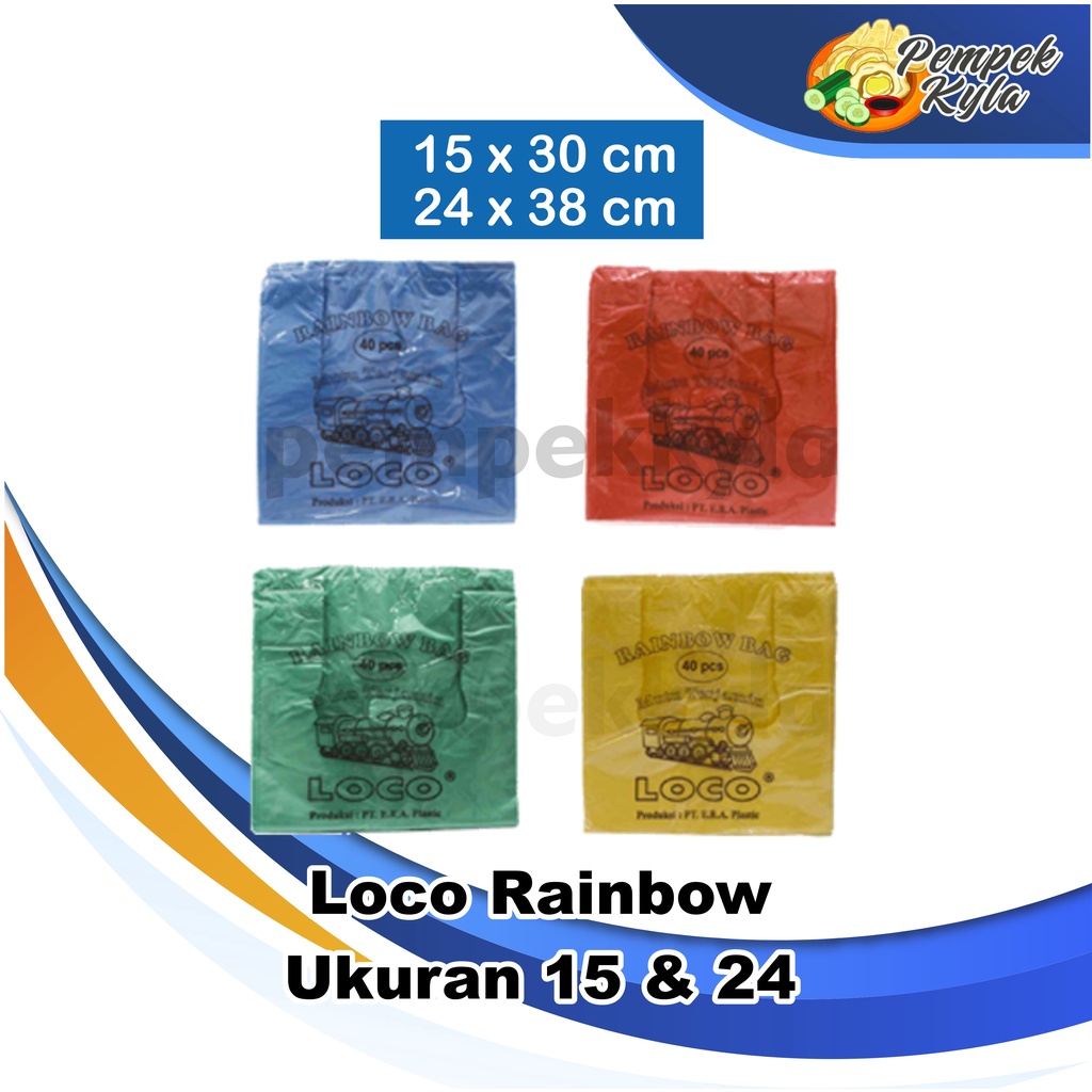 Kantong Plastik Kresek Loco Rainbow 15 x 30 dan 24 x 38 cm (per pack)