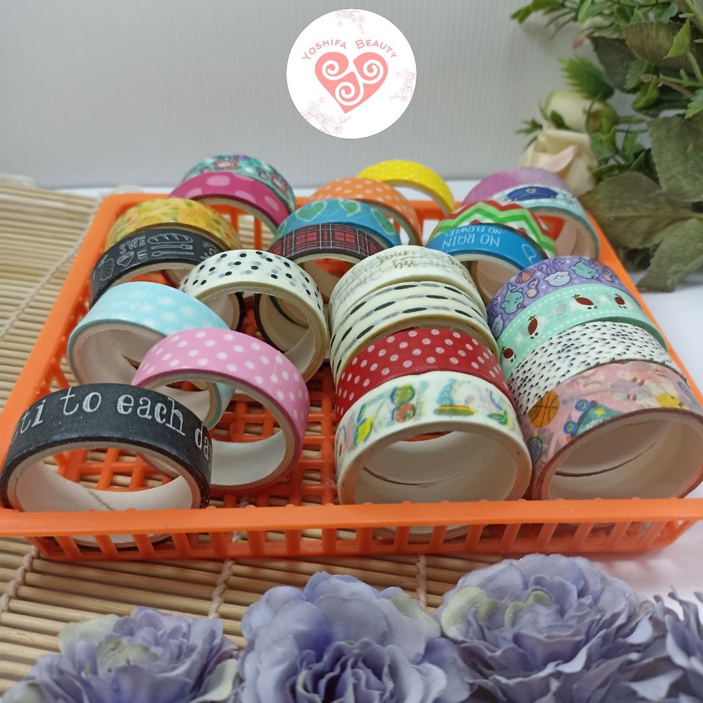 

5 Pcs Washi Tape | Selotip Isolasi Washi Tape Lucu | Washi Masking Tape Motif Lucu Random