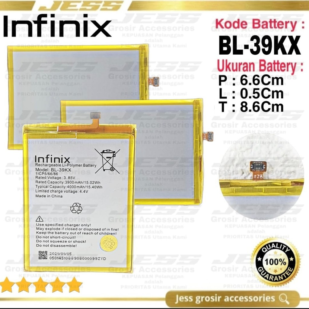 Baterai Original Infinix HOT S4 X626 X626B HOT 7 / 7 PRO X625 X625B X625D X624 X624B BL-39KX BL39KX