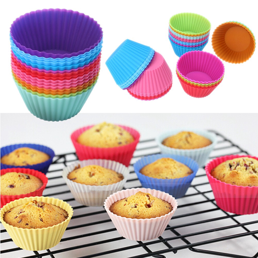 1 Pc Cetakan Kue Cupcake Muffin Bentuk Pentagram Hati Bulat Bahan Silikon Untuk Dapur Rumah