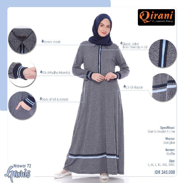 PREMIUM QIRANI GAMIS MAWAR 72/GAMIS QIRANI MAWAR 72/ QIRANI MAWAR 72/QIRANI - DONGKER, S