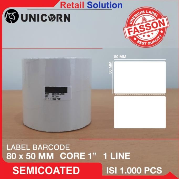 

(BISA COD) Stiker Label Barcode Semicoat 80x50 mm / 80 x 50 mm / 80x50mm / 8x5 CM TERMURAH Kode 766