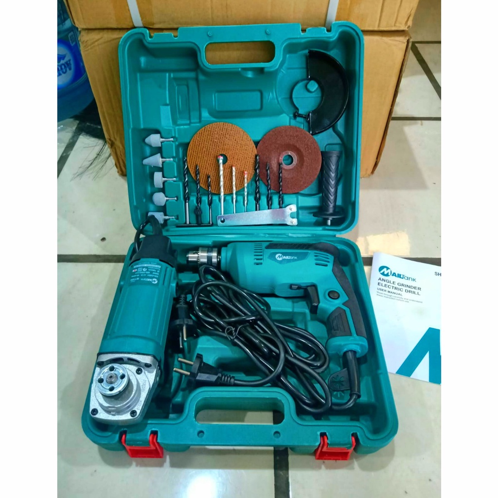 PROMO HANYA HARI INI!!! PAKET BOR GERINDA MAILTANK FREE KOPER Gerinda dan bor - paket pertukangan - power tools - mesin bor -gerinda murah TOOLKIT 24 ITEM BOR 13MM full set