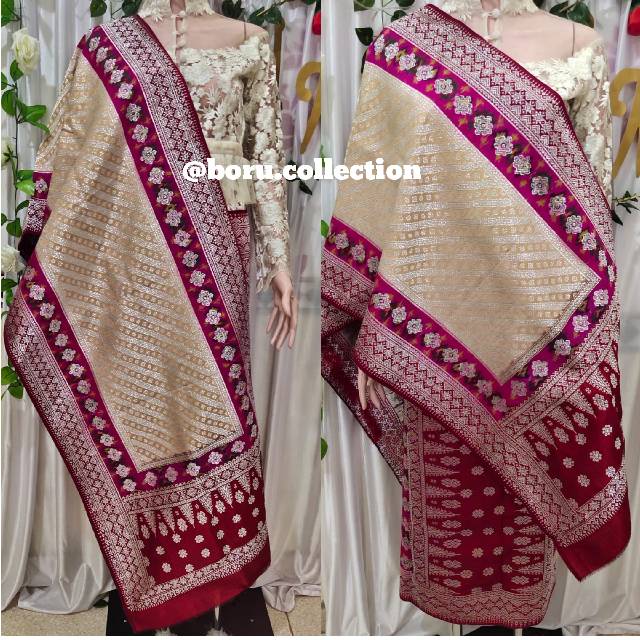 Songket 3Negri Benang Berlian Kristal no1 Bahan Sutra ORI/ Songket Tenun Asli Palembang Tenun Tangan