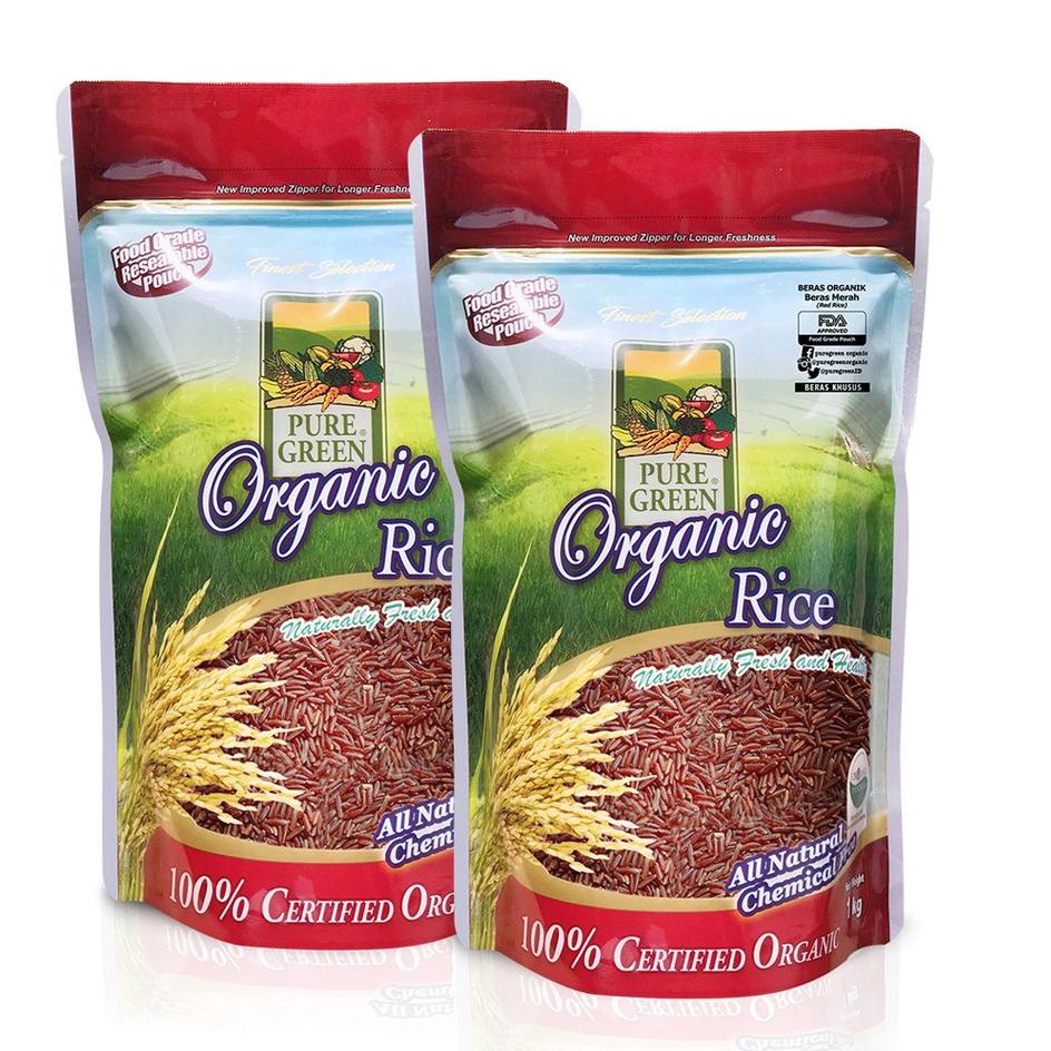 

10 Puregreen Organic Rice Beras Organik Beras Merah (Red Rice) paket 2 x 1kg r84➼