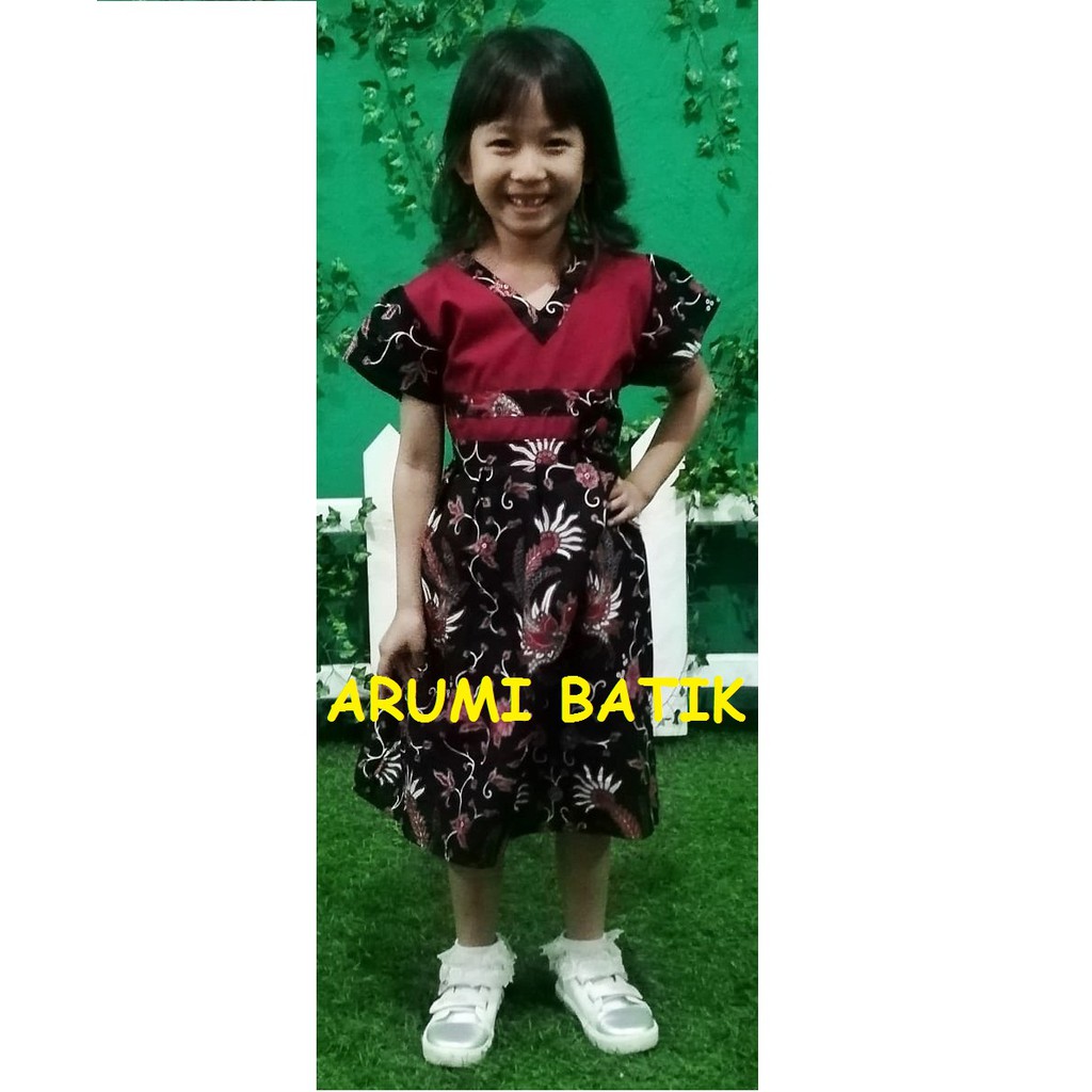 Dress Dres Terusan Baju Seragam Batik Anak Perempuan 2746 Balita  TK SD