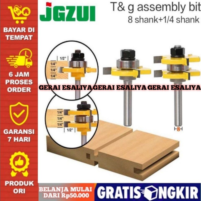 Mata Bor Drill Bit Tongue &amp; Groove Joint Shank 6.35 mm 2PCS C3 - Kuning