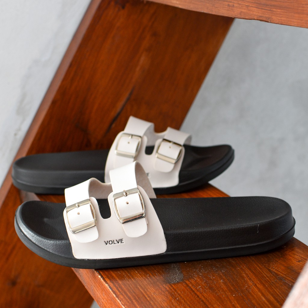 Prime White | Sandal Slide EVA Hitam Ringan Strap Santai Simpel Pria Laki Sendal Ori | FORIND Volve