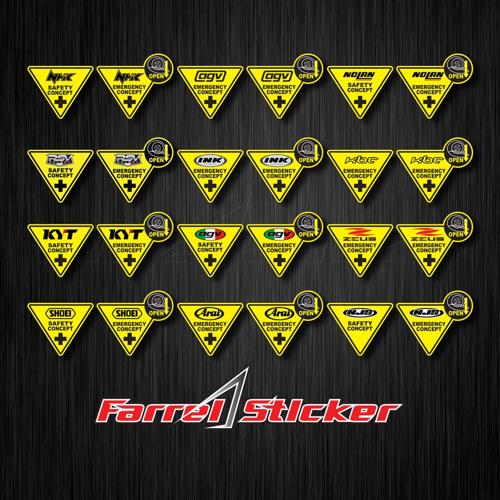 Stiker helm sticker visor emergency safety concept