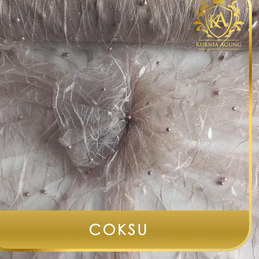 Kain Tile Akar Mutiara Gliter Brukat Meteran bahan gamis kebaya mewah ..