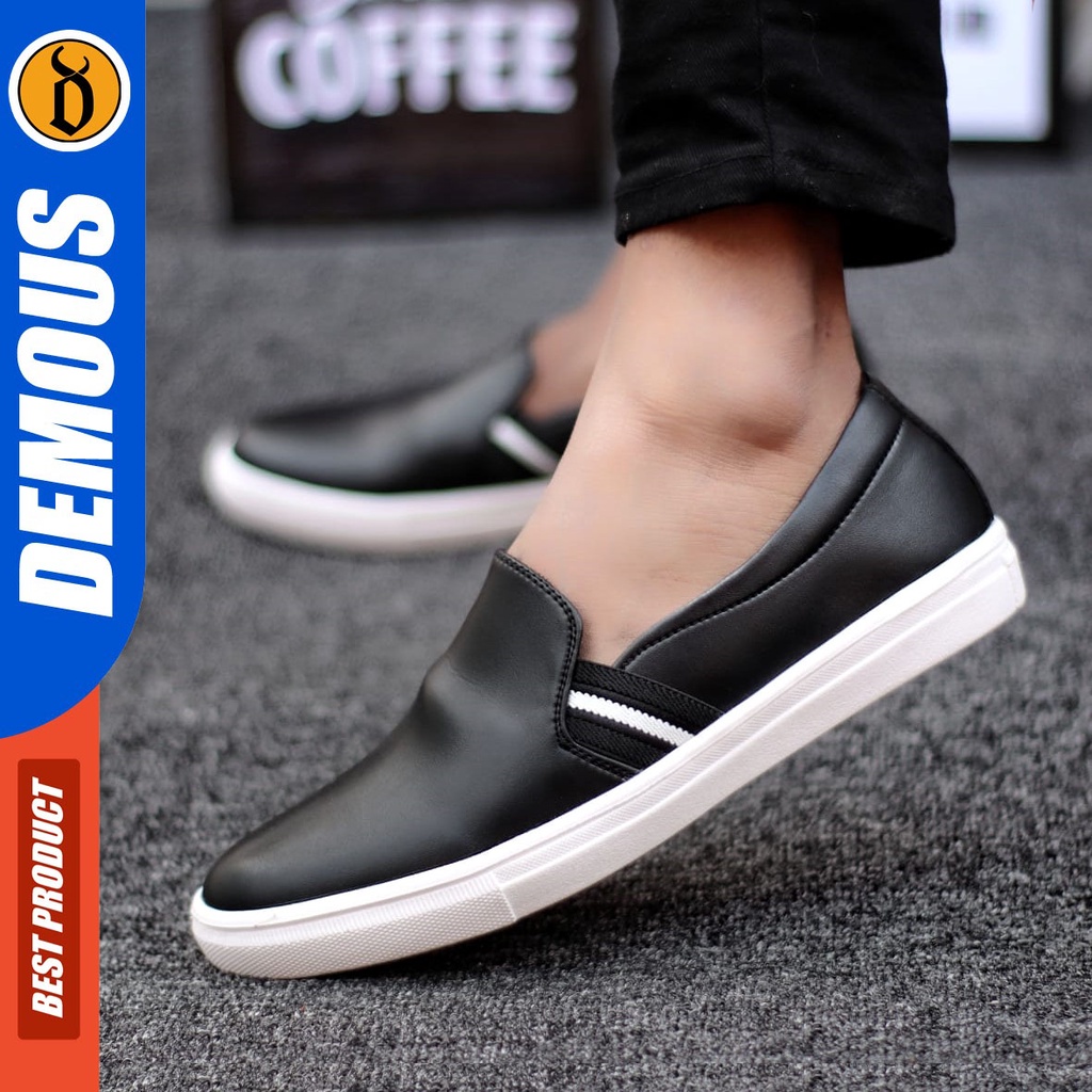 DEMOUS Nue - Sepatu Slip On Casual Slop Pria Kulit Pu