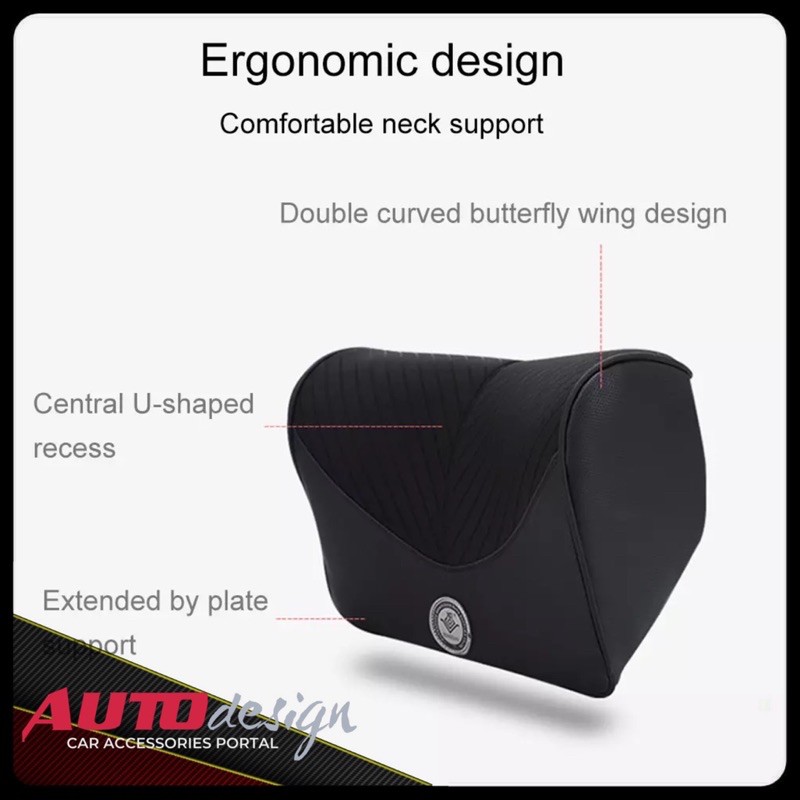 Headrest Bantal Leher Mobil Pijat Getar Refleksi Kulit Memory Foam Kualitas Premium