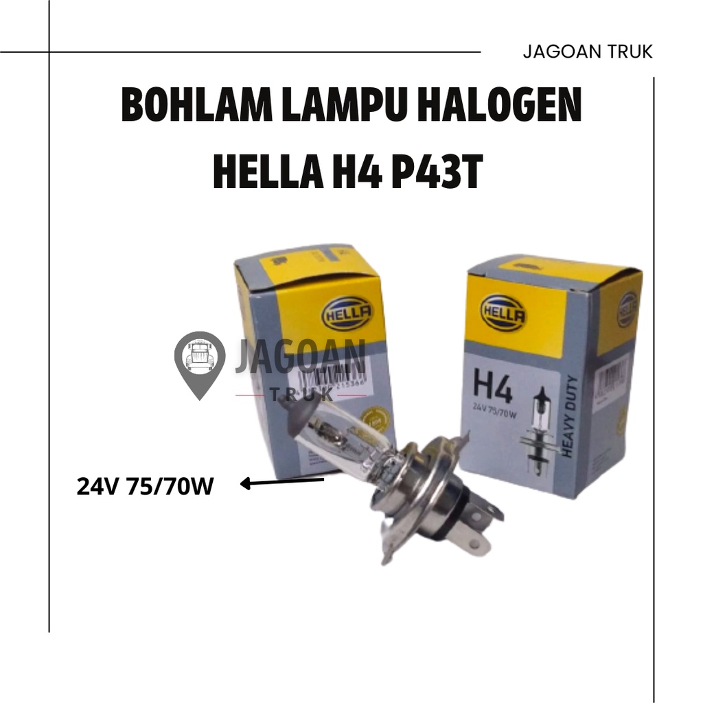 BOHLAM LAMPU HALOGEN HELLA H4 P43T 24V 75/70W ORIGINAL 8GJ-002-525-253