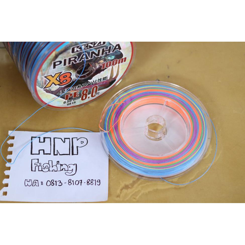 MURAH Senar Benang Pancing PE Xtraone Kenzi Piranha X8 PE8 0.50mm warna warni