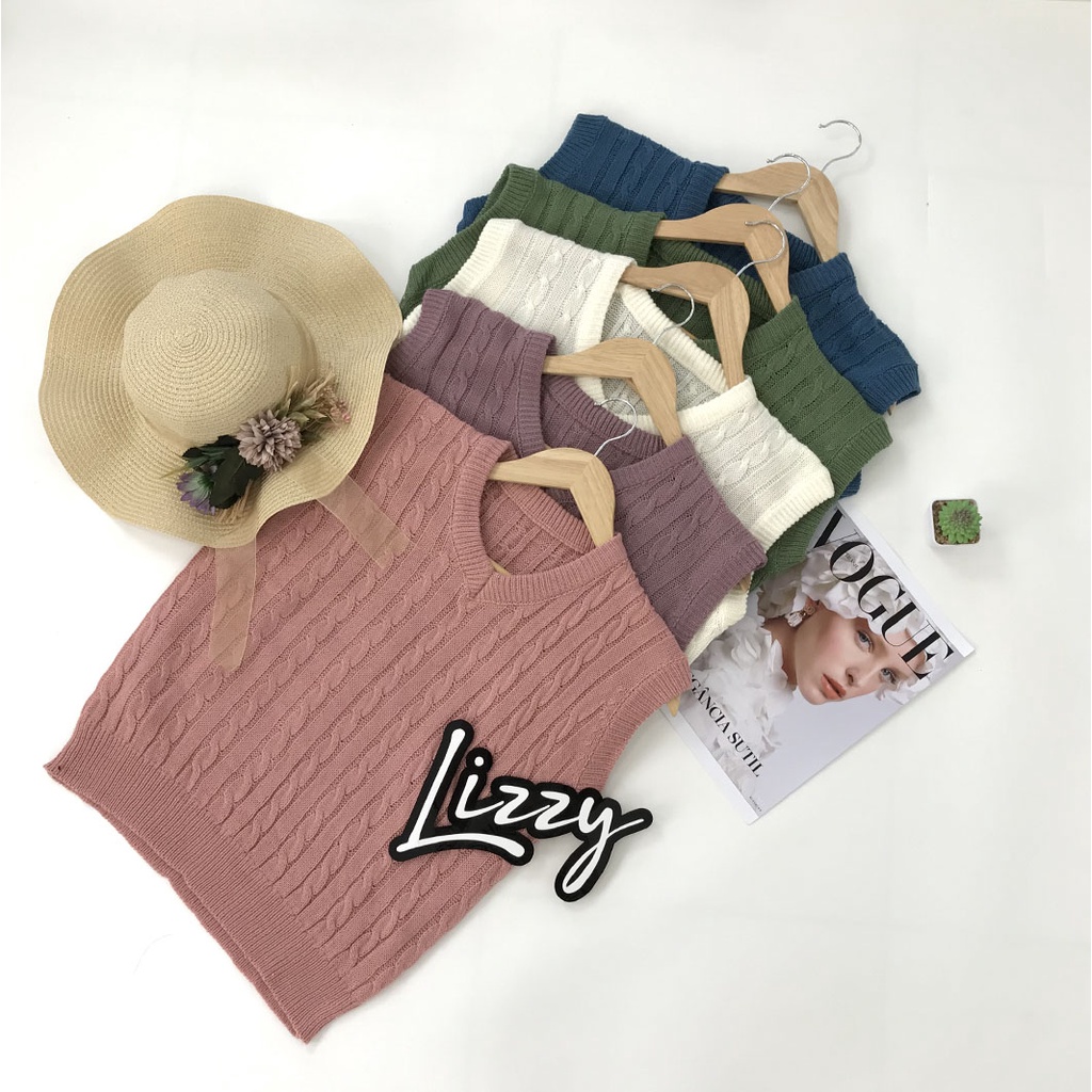 Lizzy - VEST KNIT CABLE SWEATER PREMIUM