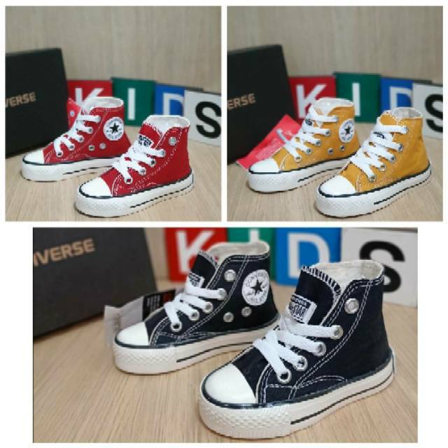 Sepatu Converse 70s High Black White Yeelow Red Kids [ BISA COD ]