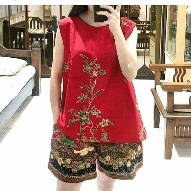 Piyama Lengan Pendek / Unggul Jaya / Piyama Batik Baju Tidur