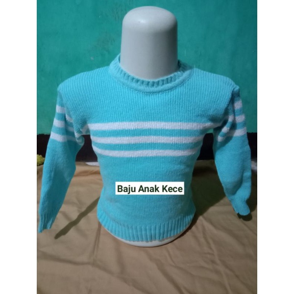 1 2 3 Tahun Sweater Anak Unisex  Salur 3 Baju Atasan Rajut Anak