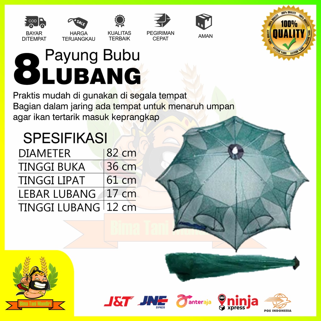 Bubu payung 8 Lubang Jaring Jebakan Perangkap Udang ikan Kepiting