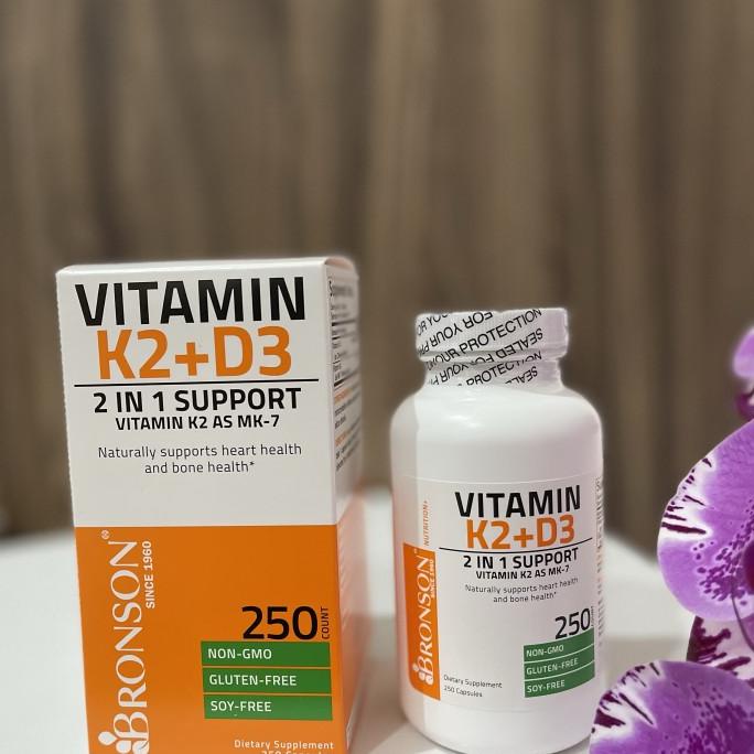 Bronson Vitamin K2 MK-7 Plus Vitamin D3 - 250 Capsules