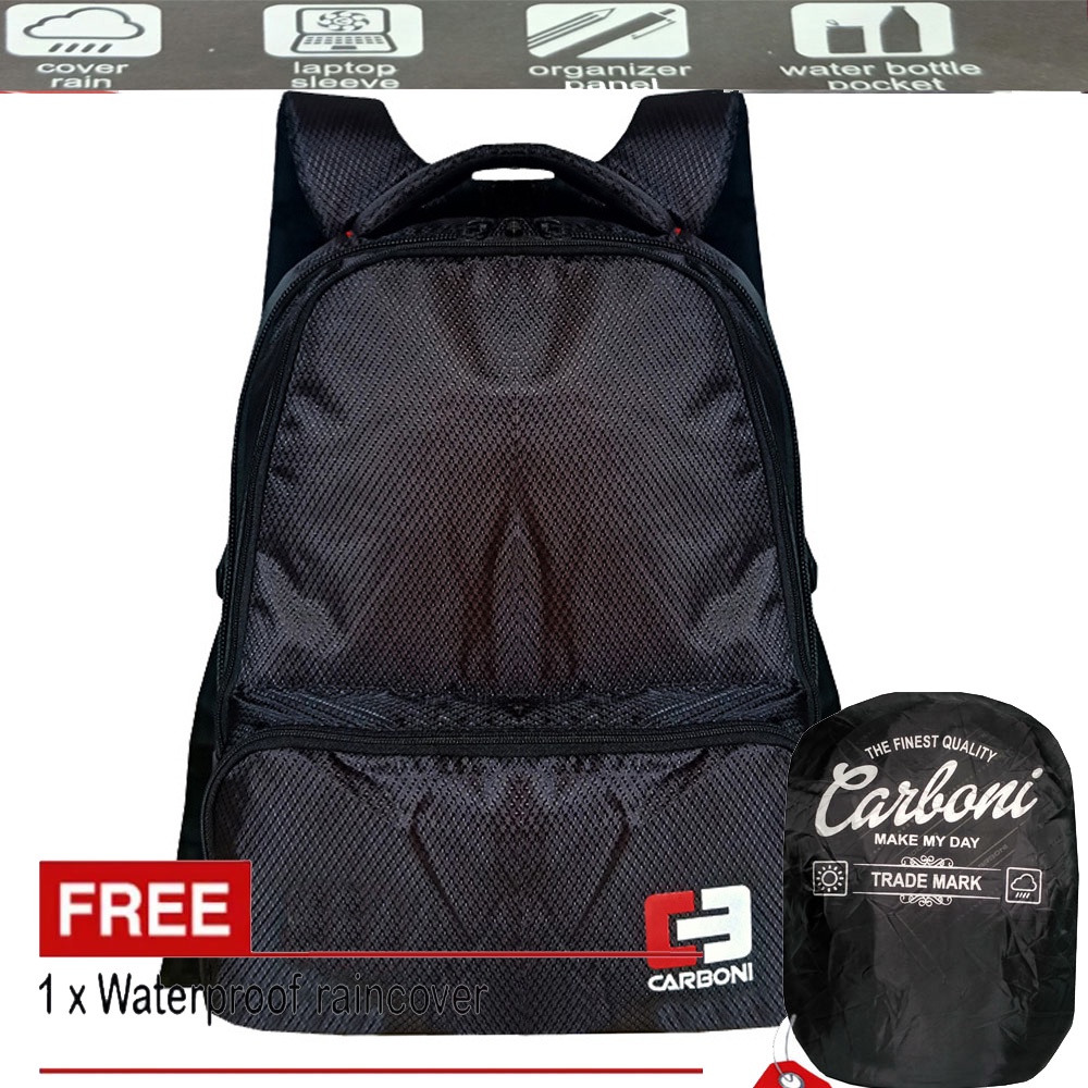 Carboni Make My Day Tas Ransel Original RAOO50 Black  Tas Sekolah SD/ SMP Urban Style Casual pria wanita + FRE Raincofer