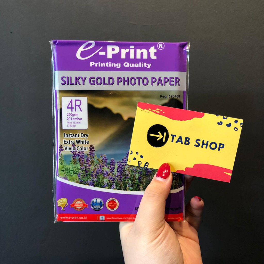 

TAB SHOP - EPRINT SILKY GOLD PHOTO PAPER 4R 260 GSM 20 SHEETS - E-PRINT KERTAS FOTO TEKSTUR EMAS 4R 260 GSM 20 SHEETS