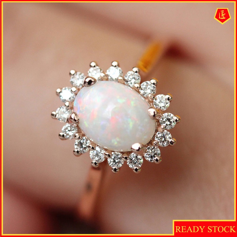 [Ready Stock]Women's Fashion Luxury Opal Ring 18K Rose Gold