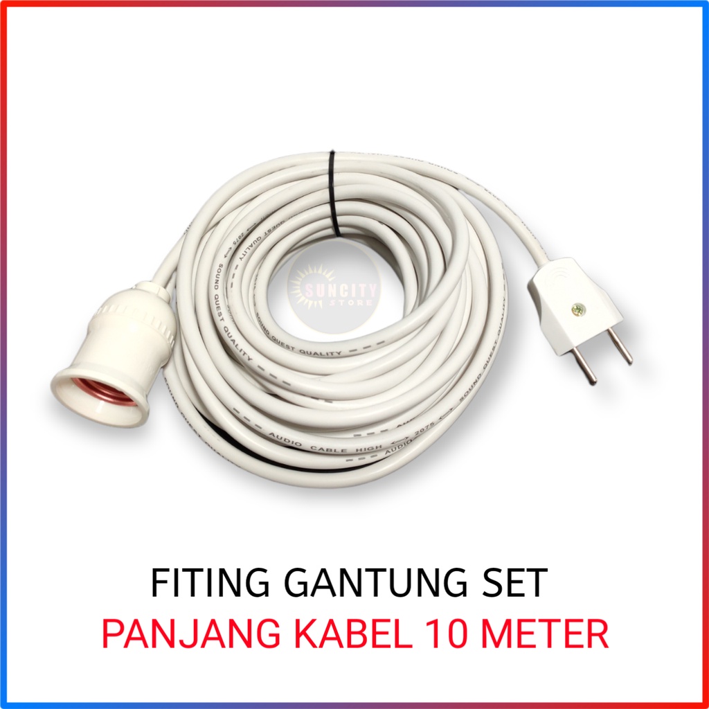 Fiting Lampu Gantung Siap Pakai + Kabel 10 Meter , 5 Meter &amp; 3 Meter