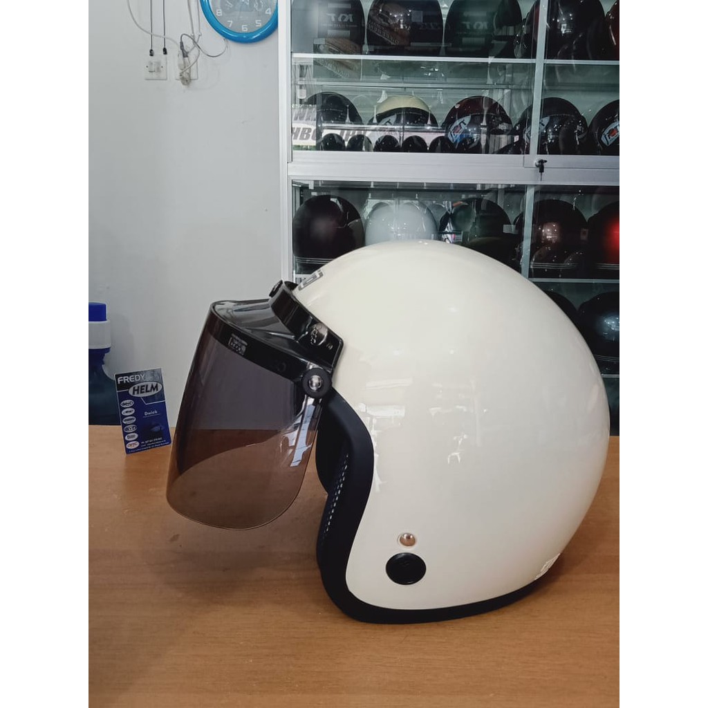 HELM IGLOO POLOS (KACA BOGO DATAR ORIGINAL) warna CREAM GLOSSY