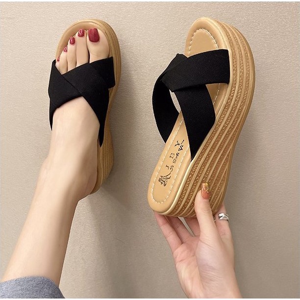 FD Sandal Wanita Wedges Import Heels Kasual Korean Style Terbaru DI-099