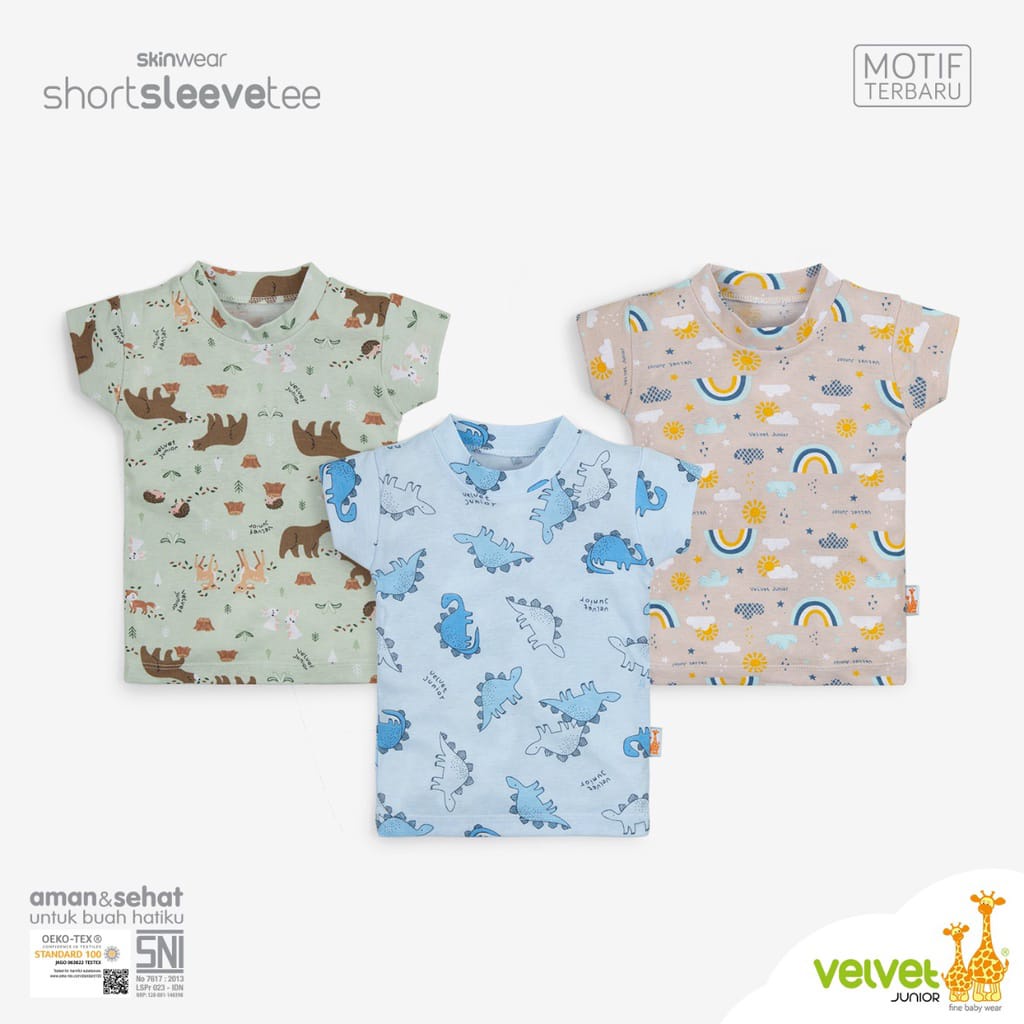 Velvet Junior Short Sleeve Tee - Kaos Atasan Oblong UNISEX - Oblong Tangan Anak Bayi [Satuan]-2