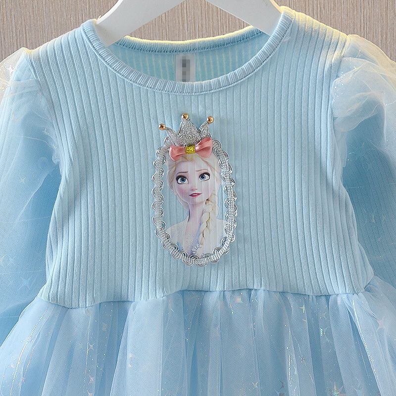 (LOLI-JKT) BD-116 DRESS FROZEN ELSA MAHKOTA 100-140