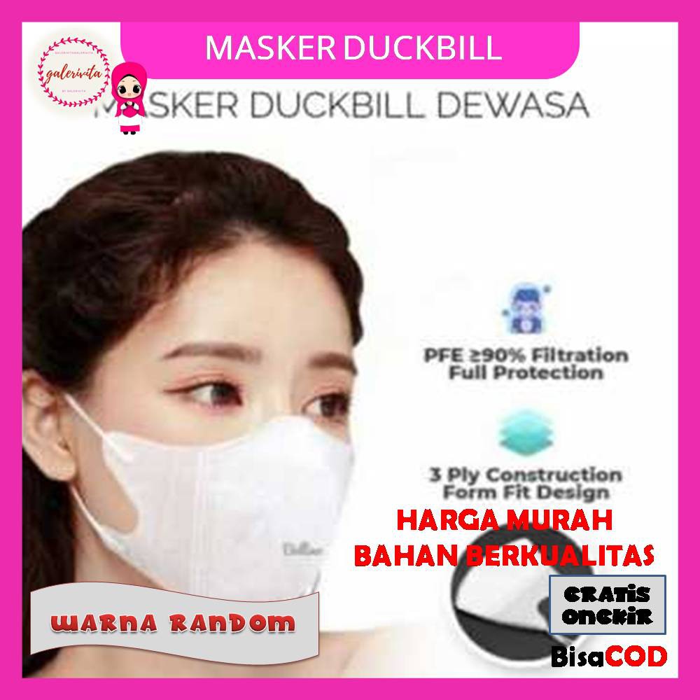 Masker Duckbill Garis / Masker Duckbill 3 Ply 50 Pc / Face Mask Duckbill Putih Protective 3 Ply