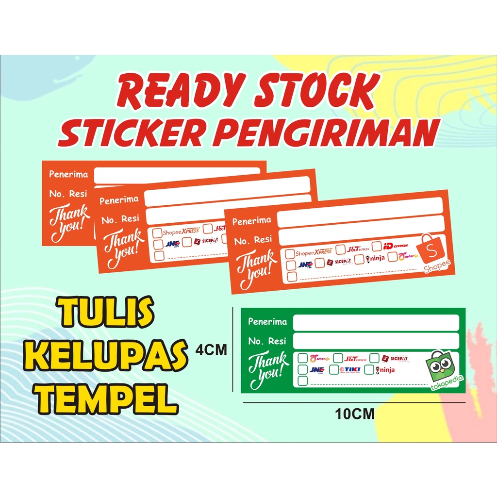 

( COD ) READY STOCK STICKER PENGIRIMAN OLSHOP TOKO LABEL RESI PAKET ONLINE SHOP 10 x 4CM