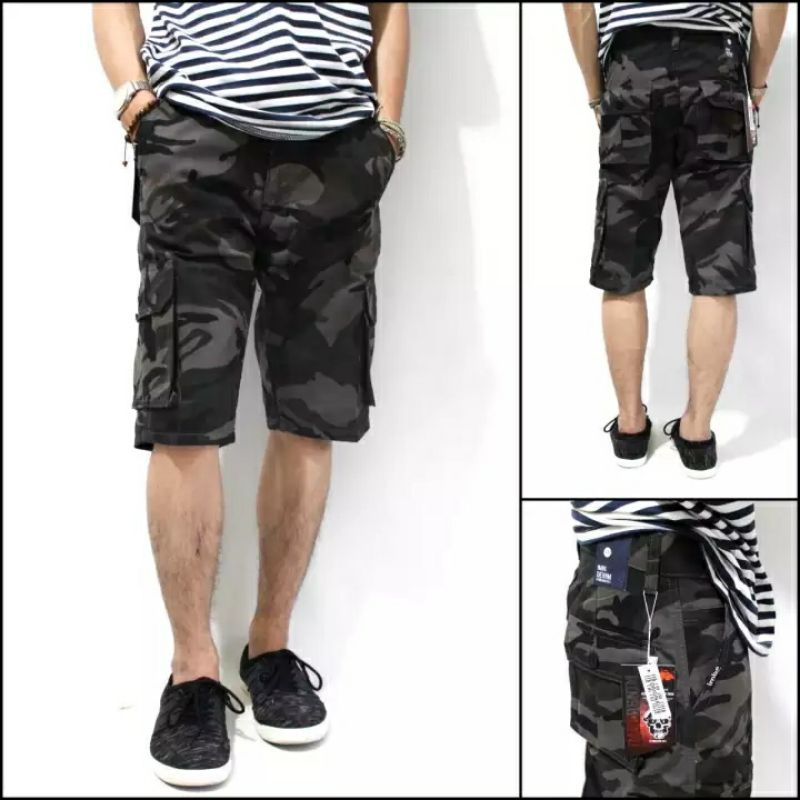 TERLARIS Celana Loreng Cargo Doreng Pendek Pria Kimpul Army TNI size 27-38