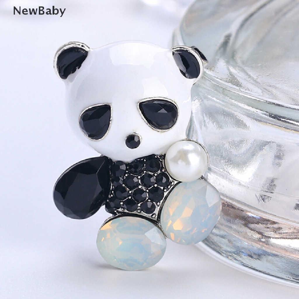 Newbaby Bros Pin Enamel Desain Panda Hias Kristal Untuk Aksesoris Pengantin Wanita