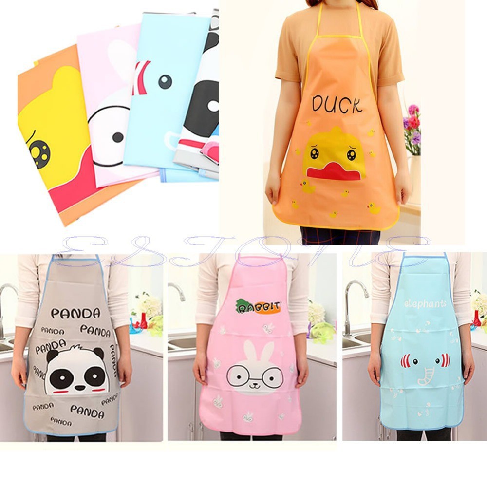 Apron Masak Celemek Karakter Plastik / Cooking Apron Korea / Perlengkapan/Duck Panda Elephant Rabbit