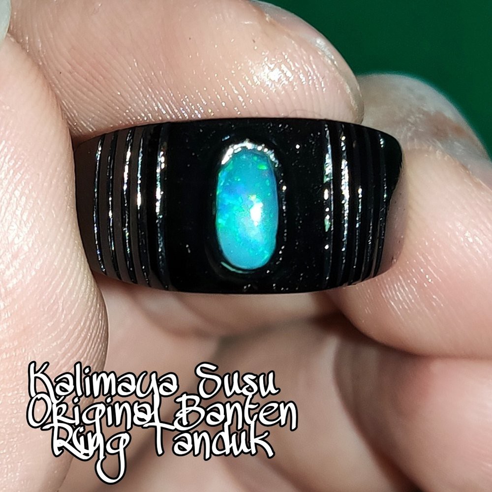 CINCIN BATU AKIK PERMATA NATURAL KALIMAYA BANTEN KRISTAL SUSU OPAL RING TANDUK