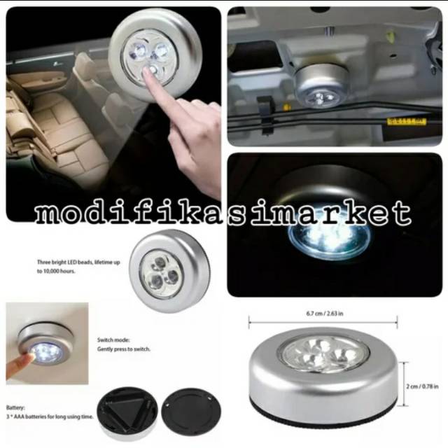 Lampu tempel  led plafon mobil plug n play tinggal tempel