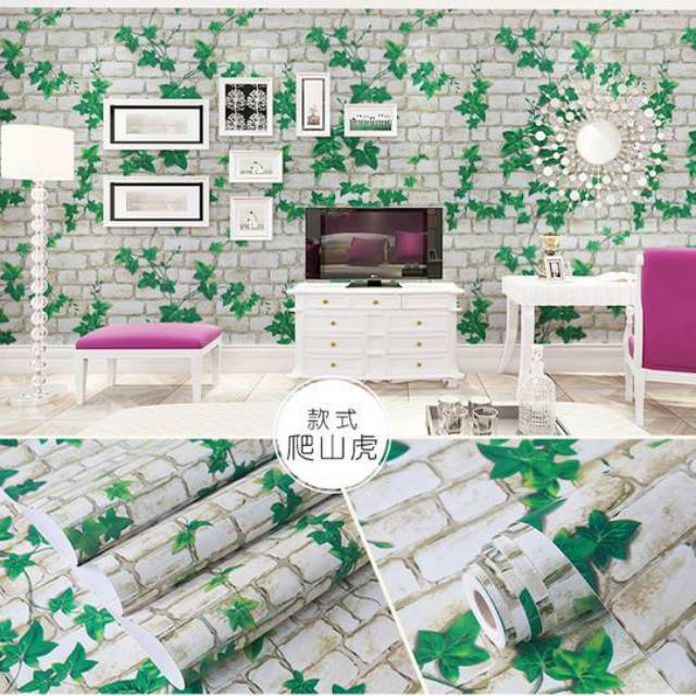 WALLPAPER STICKER DINDING MOTIF BATA DAUN