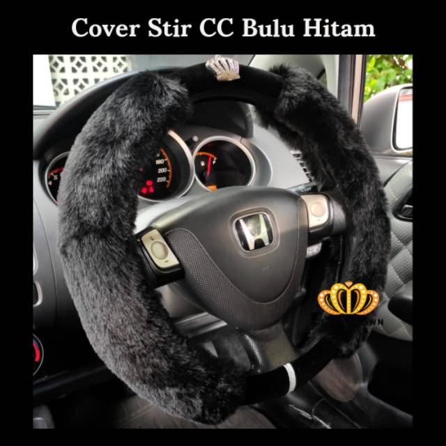 Cover Sarung Setir stir mobil CC Bludru Bulu hitam