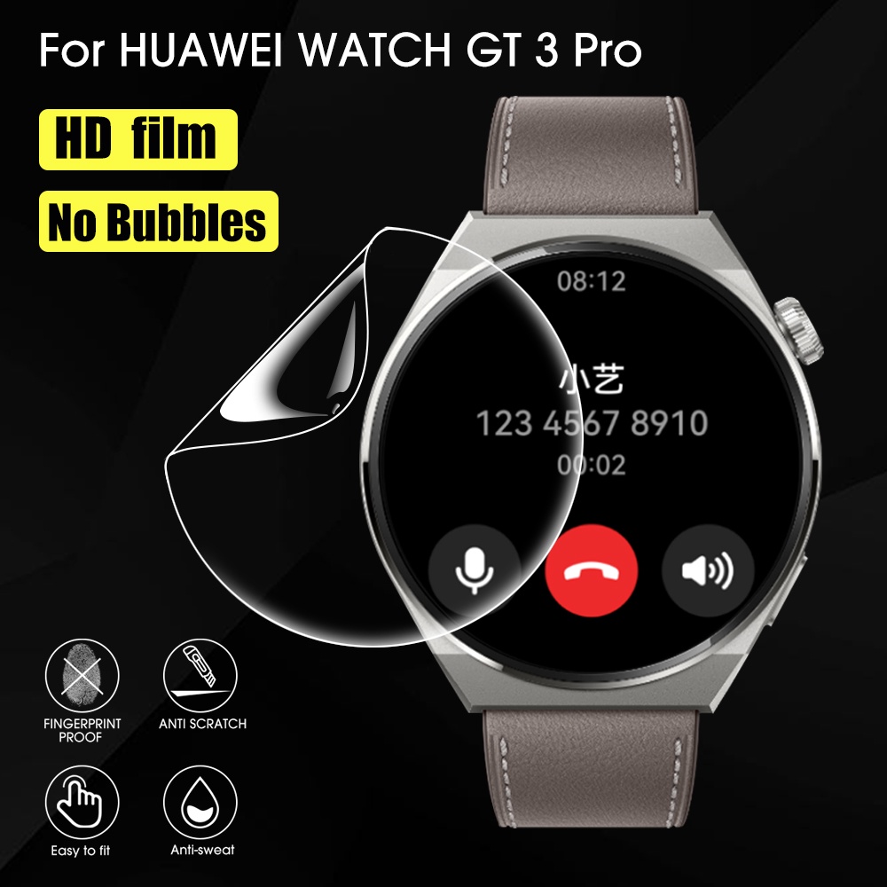 1 Pc Film Pelindung Layar Bahan TPU Anti Gores Flexible Bening Ukuran 43mm 46mm Untuk Huawei Watch GT3 Pro