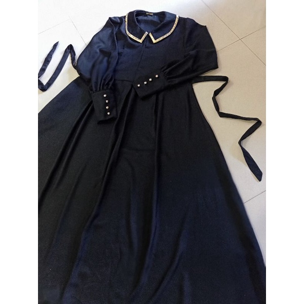 Hawa Dress gamis Premium design lengan balon realpict-1