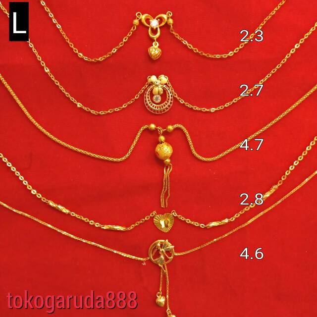 Rantai kalung mainan liontin anak dan dewasa emas asli kadar 700 70% 22 1 satu - 6 enam g gr gram variasi cantik