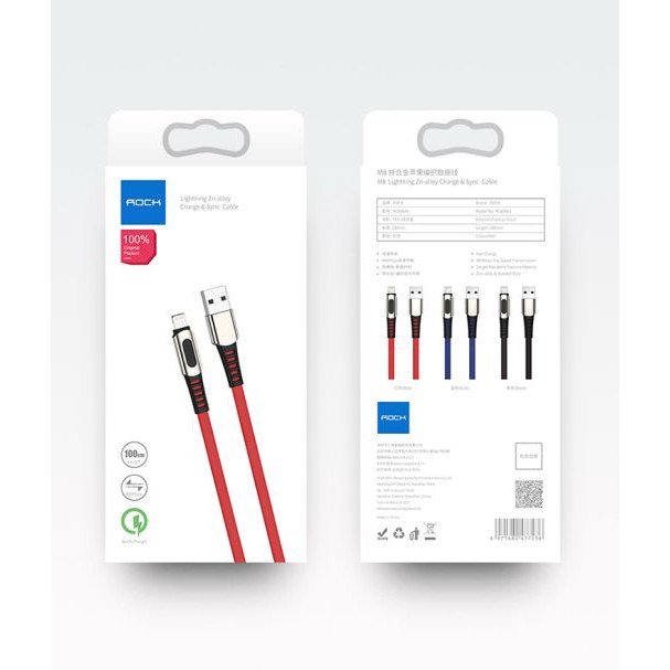 Kabel Data Fast Charging Lightning ROCK M8 Zn-alloy Charge and Sync Cable Fast Charging